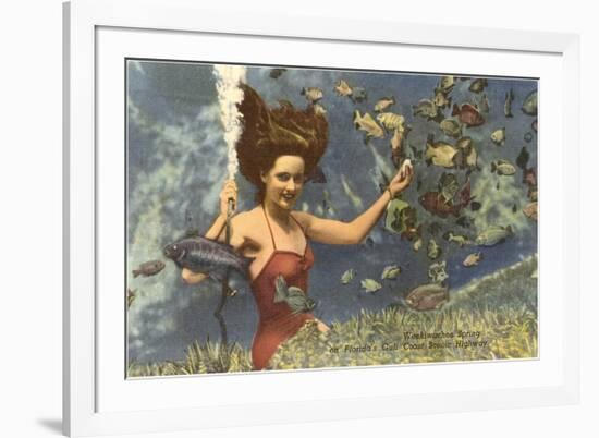 Diving Girl, Weekiwachee Spring, Florida-null-Framed Art Print