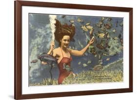 Diving Girl, Weekiwachee Spring, Florida-null-Framed Art Print