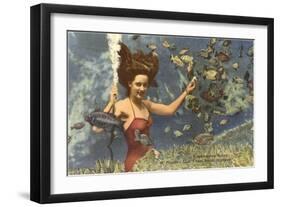 Diving Girl, Weekiwachee Spring, Florida-null-Framed Art Print