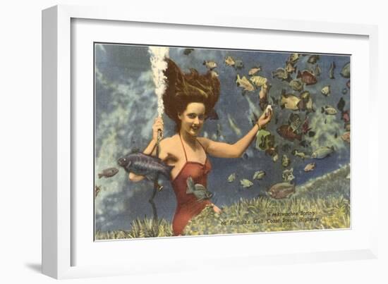 Diving Girl, Weekiwachee Spring, Florida-null-Framed Art Print