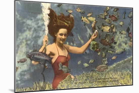 Diving Girl, Weekiwachee Spring, Florida-null-Mounted Art Print