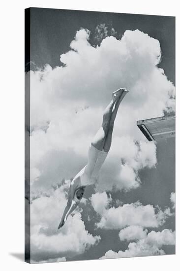 Diving Girl-The Vintage Collection-Stretched Canvas