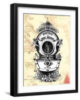 Diving Helmet on Map-Fab Funky-Framed Art Print