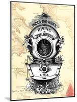 Diving Helmet on Map-Fab Funky-Mounted Art Print