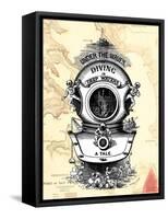 Diving Helmet on Map-Fab Funky-Framed Stretched Canvas
