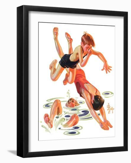 "Diving In,"June 8, 1935-Joseph Christian Leyendecker-Framed Premium Giclee Print