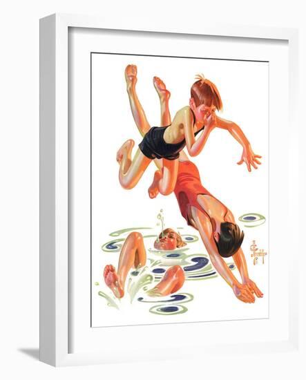 "Diving In,"June 8, 1935-Joseph Christian Leyendecker-Framed Premium Giclee Print