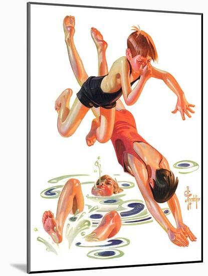 "Diving In,"June 8, 1935-Joseph Christian Leyendecker-Mounted Premium Giclee Print