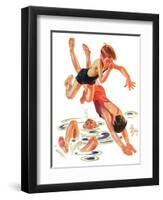 "Diving In,"June 8, 1935-Joseph Christian Leyendecker-Framed Giclee Print