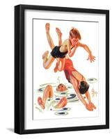 "Diving In,"June 8, 1935-Joseph Christian Leyendecker-Framed Giclee Print