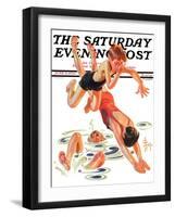 "Diving In," Saturday Evening Post Cover, June 8, 1935-Joseph Christian Leyendecker-Framed Giclee Print