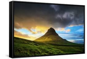 Diving Midnight Light, Summer Kirkjufell Iceland-Vincent James-Framed Stretched Canvas