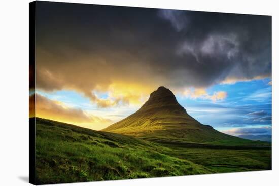 Diving Midnight Light, Summer Kirkjufell Iceland-Vincent James-Stretched Canvas