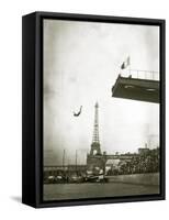 Diving Off a Platform on the Ile Des Cygnes-null-Framed Stretched Canvas