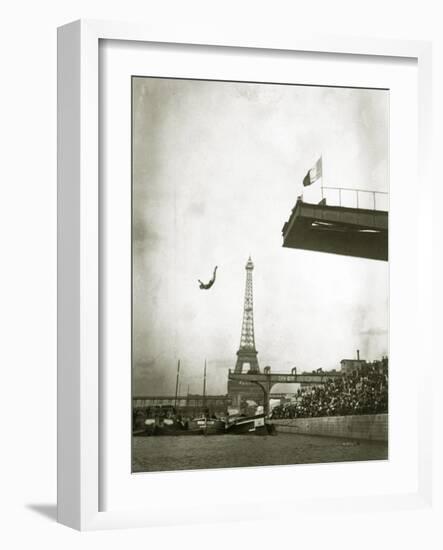 Diving Off a Platform on the Ile Des Cygnes-null-Framed Photographic Print