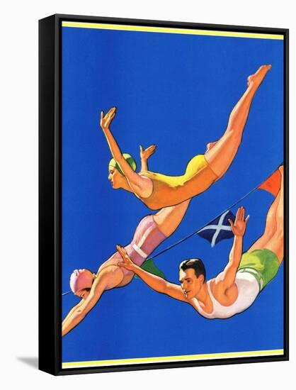 "Diving Women and Man,"August 1, 1932-John Newton Howitt-Framed Stretched Canvas