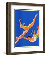 "Diving Women and Man,"August 1, 1932-John Newton Howitt-Framed Giclee Print