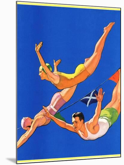 "Diving Women and Man,"August 1, 1932-John Newton Howitt-Mounted Giclee Print