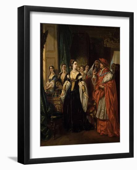 Divorce of Henry Viii and Catherine of Aragon before Cardinal of Wolsey Ca. 1530-Eugene Deveria-Framed Art Print