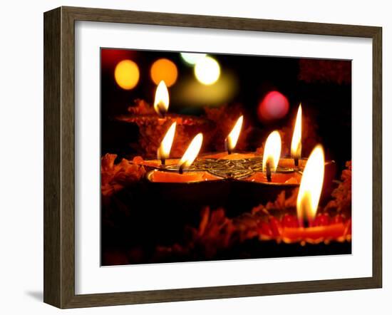 Diwali Ritual Lamps-thefinalmiracle-Framed Photographic Print