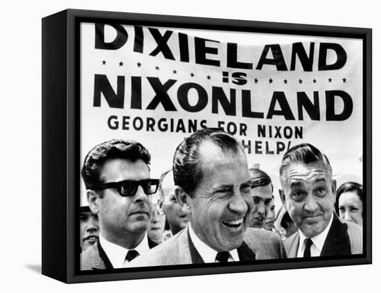 'Dixieland Is Nixonland', Reads a Big Sign Behind Republican Presidential Candidate, Richard Nixon-null-Framed Stretched Canvas