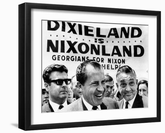 'Dixieland Is Nixonland', Reads a Big Sign Behind Republican Presidential Candidate, Richard Nixon-null-Framed Photo