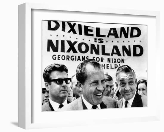 'Dixieland Is Nixonland', Reads a Big Sign Behind Republican Presidential Candidate, Richard Nixon-null-Framed Photo