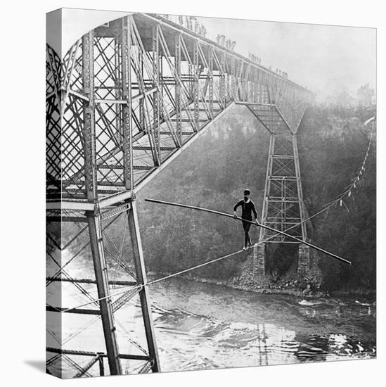 Dixon Crossing Niagara on a Tightrope-George H Barker-Stretched Canvas