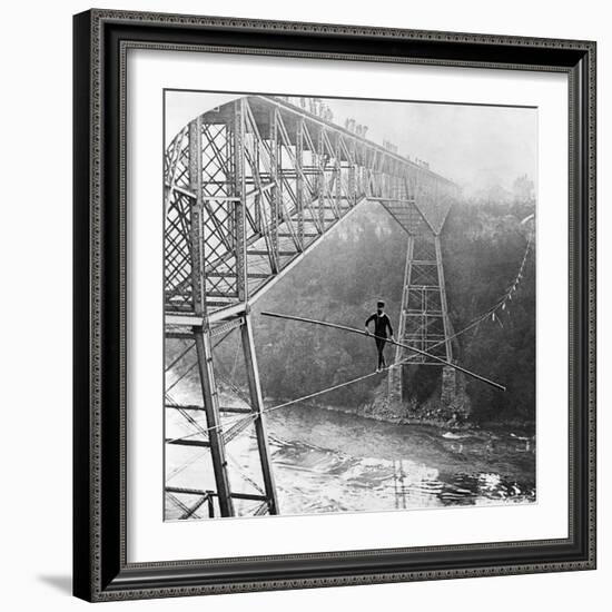 Dixon Crossing Niagara on a Tightrope-George H Barker-Framed Photographic Print