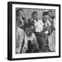 Dizzy Gillespie, "Bebop" King, with His Orchestra at a Jam Session-Allan Grant-Framed Premium Photographic Print