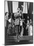 Dizzy Gillespie Playing Horn on Stage in 1957-null-Mounted Photo