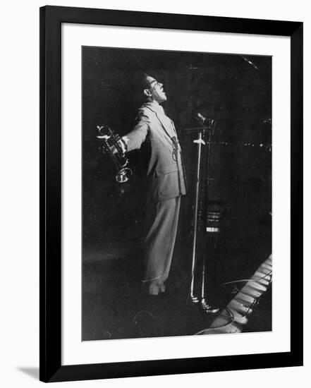 Dizzy Gillespie Singing in Nightclub-null-Framed Premium Photographic Print