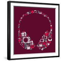 Dj Music Icon Set in Headphone Shape-Cienpies Design-Framed Art Print