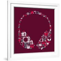 Dj Music Icon Set in Headphone Shape-Cienpies Design-Framed Art Print