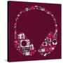 Dj Music Icon Set in Headphone Shape-Cienpies Design-Stretched Canvas