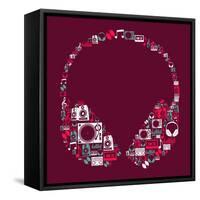 Dj Music Icon Set in Headphone Shape-Cienpies Design-Framed Stretched Canvas