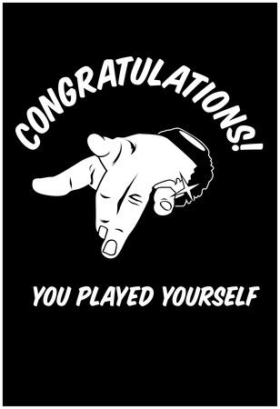 Congratulations, you played yourself Sticker for Sale by Zexten