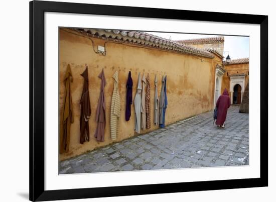 Djellaba Garments Hanging on a Wall, Chefchaouen, Morocco, North Africa, Africa-Simon Montgomery-Framed Photographic Print