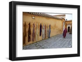 Djellaba Garments Hanging on a Wall, Chefchaouen, Morocco, North Africa, Africa-Simon Montgomery-Framed Premium Photographic Print