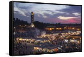 Djemaa El Fna Square and Koutoubia Mosque at Sunset-Stephen Studd-Framed Stretched Canvas