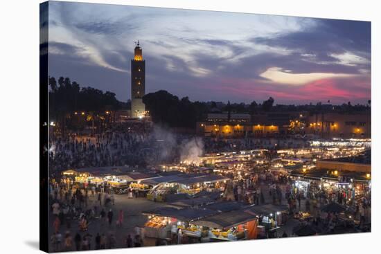 Djemaa El Fna Square and Koutoubia Mosque at Sunset-Stephen Studd-Stretched Canvas