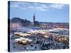 Djemma El Fna Square and Koutoubia Mosque at Dusk, Marrakech, Morrocco, North Africa, Africa-John Miller-Stretched Canvas