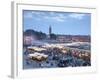 Djemma El Fna Square and Koutoubia Mosque at Dusk, Marrakech, Morrocco, North Africa, Africa-John Miller-Framed Photographic Print