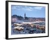 Djemma El Fna Square and Koutoubia Mosque at Dusk, Marrakech, Morrocco, North Africa, Africa-John Miller-Framed Photographic Print