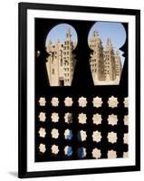 Djenné, the Great Mosque of Djenné from a Traditional Moroccan-Style Latticed Window, Mali-Nigel Pavitt-Framed Photographic Print