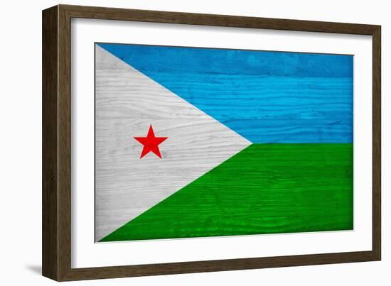 Djibouti Flag Design with Wood Patterning - Flags of the World Series-Philippe Hugonnard-Framed Art Print