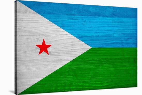 Djibouti Flag Design with Wood Patterning - Flags of the World Series-Philippe Hugonnard-Stretched Canvas