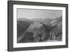 Djouni, or the Tower of Lebanon, Once the Residence of Lady Hester Stanhope-William Henry Bartlett-Framed Giclee Print