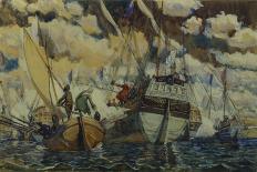 Peter I and Lefort (The Fleet of Peter I on Lake Pleshcheyev), 1927-Dmitri Nikolayevich Kardovsky-Framed Stretched Canvas