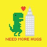 Need More Hugs T-Rex and Skyscraper-dmitriylo-Stretched Canvas